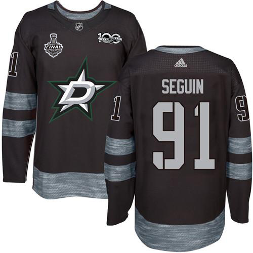 Men Adidas Dallas Stars 91 Tyler Seguin Black 1917-2017 100th Anniversary 2020 Stanley Cup Final Stitched NHL Jersey